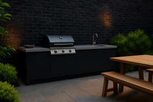 DARK or blackened BRICK home